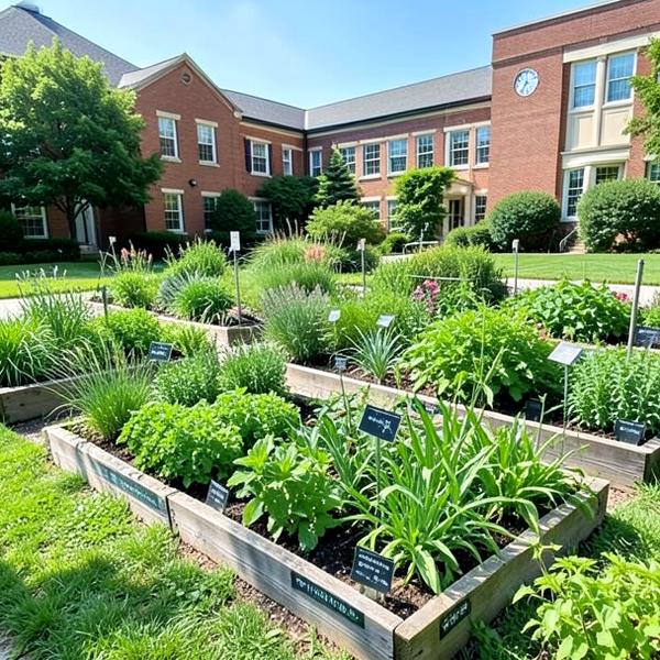 Medicinal plant garden on campus