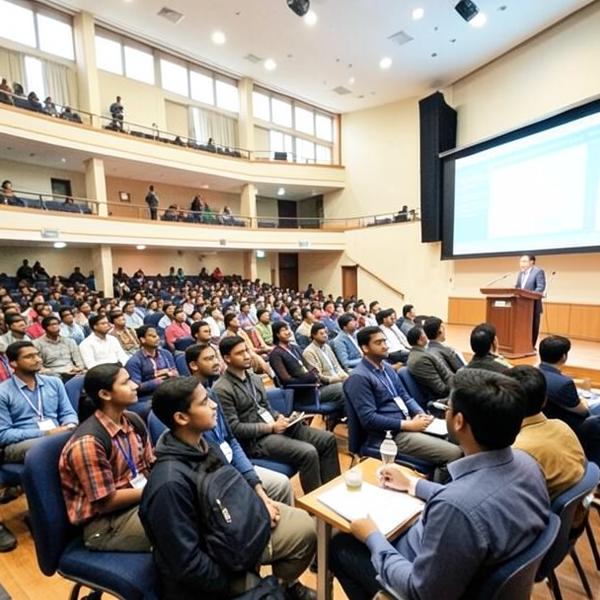 Students at a seminar in the auditorium